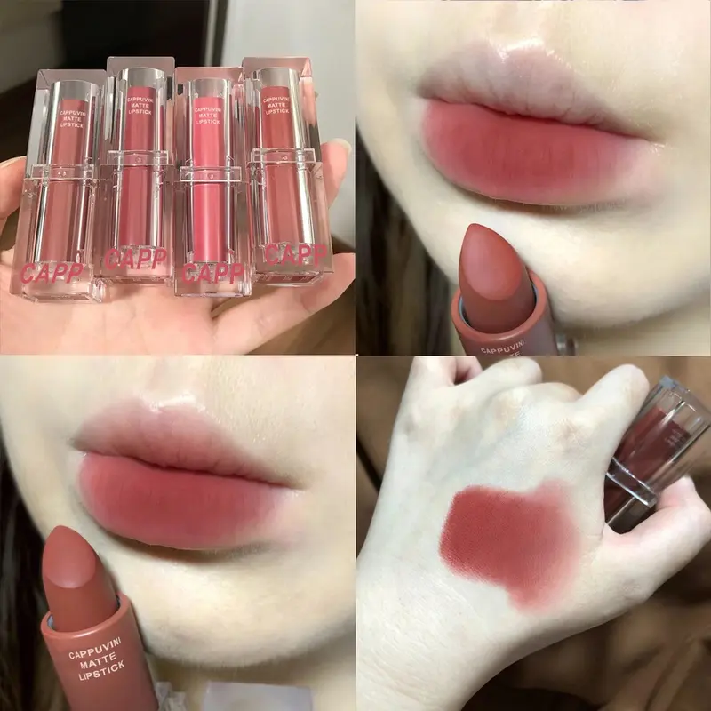 NEW! CAPPUVINI PINK MATTE Lipstick 6 Warna Nude Pink Mosturizing Lipstick Korea Korean Lipstick 4
