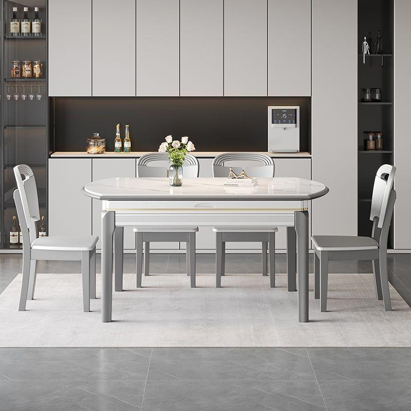 [Free Installation]Extendable Dining Table Minimalist Sintered Stone Dining Table Marble Dining Table Dining Table And Chair Set Dining Room Furniture 2