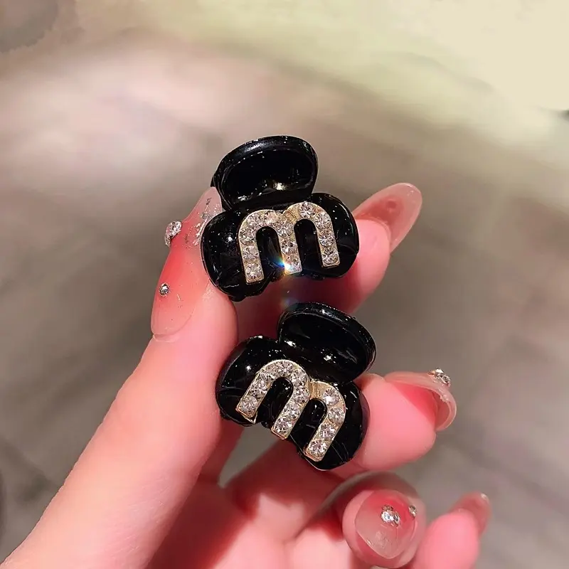 Fashion Mini Hair Claw Cute Rhinestone Clip for Broken Hair Versatile High Crown Hairpin Advanced Girl Top Clip