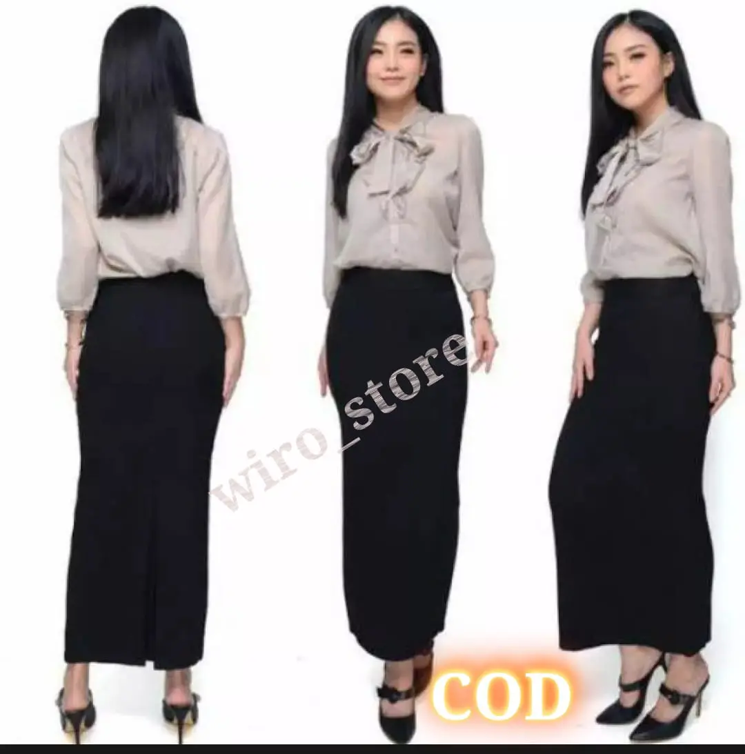 ROK SPAN HITAM BAHAN SCUBA TEBAL DAN HALUS Kerja Panjang Sekolah Seragam Standar