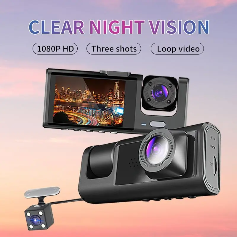 1080P Dash Cam with IR Night Vision, Loop Recording Car DVR Camera with 2 Inch IPS Screen, Wide Angle Dashboard Camera Recorder, Dash Camera, Automotive Driving Recorder, Touchscreen Dash Cam, Dash Camera for Car with Rear Camera Accident, HD Car DVR 3