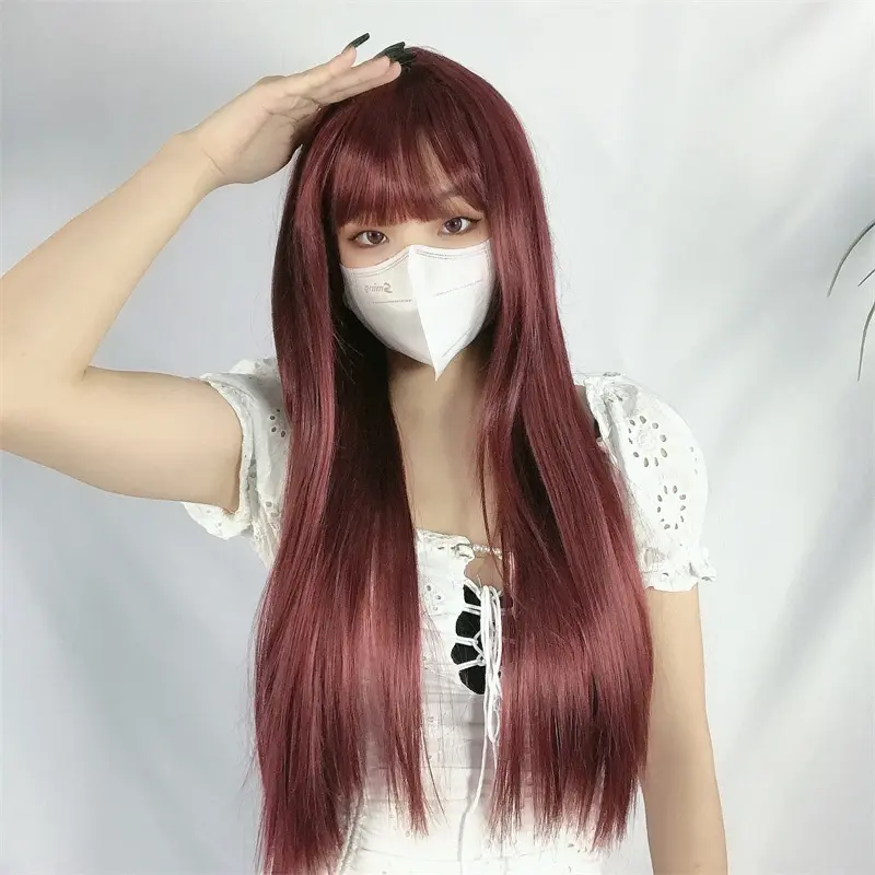 Wig Hair Wanita Panjang Lurus 003 (COD) (INSTANT)  Full Wig Layer Long Straight Korean Hair Extension Rambut Palsu Wanita 5