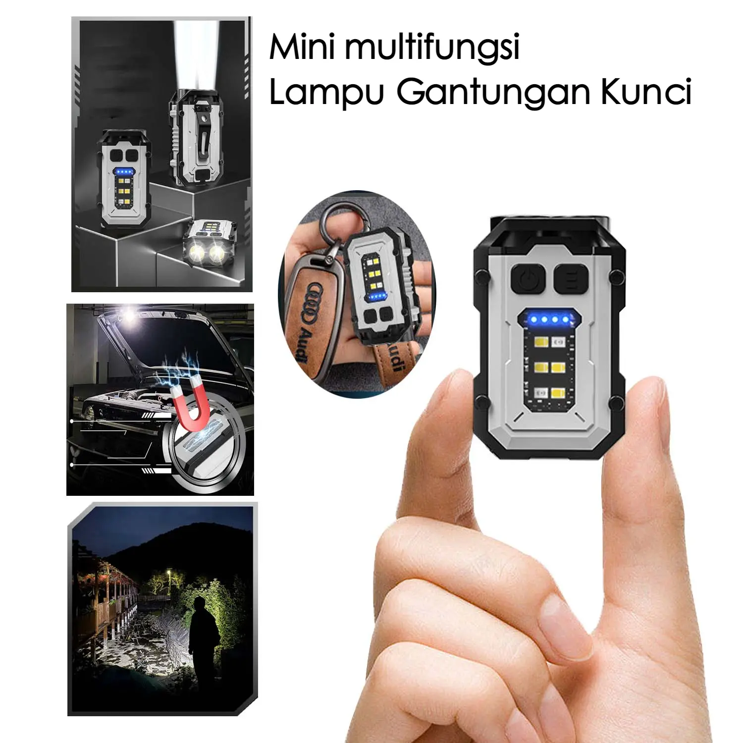 <Pengiriman Lokal>Outdoor COB Senter Mini Portabel LED Lampu Darurat Bekerja Pencahayaan Darurat Cahaya