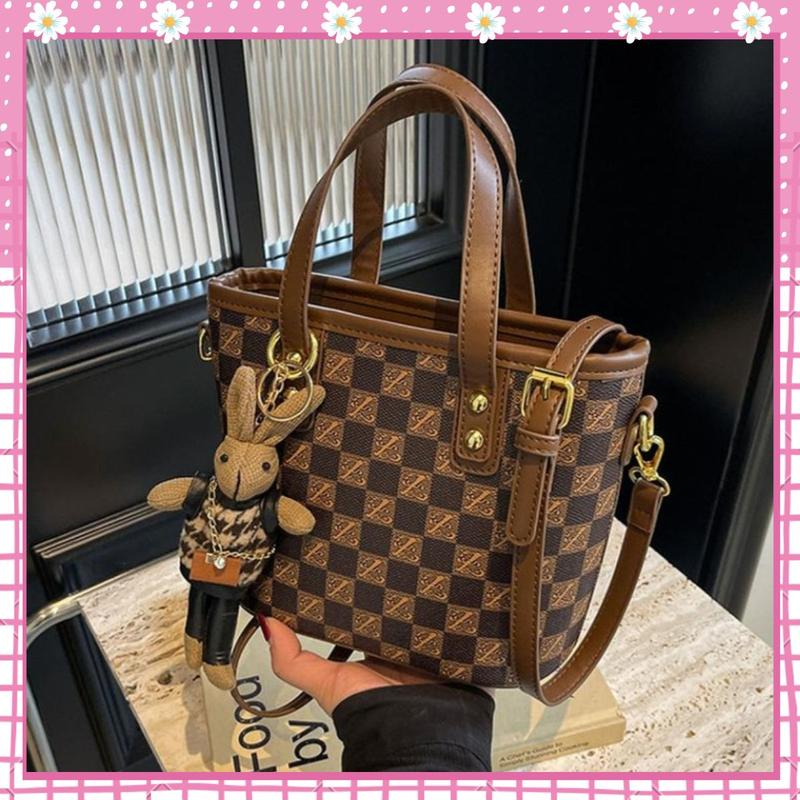  Túi xách nữ túi đeo chéo da sần form rộng hoạ tiết kẻ ô túi xách tay có móc thỏ đáng yêu Bachhoaonline68 914 