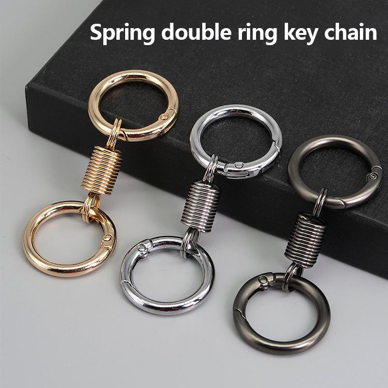 Product Introduction of [Czz]Personality Spring Double Coil Keychain Carabiner Buckle Key Rings Anti-lost Climbing Hook Car Keychians Accessories Gift 18