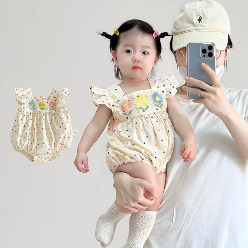 Quần Áo Áo Liền Quần Cho Em Bé Gái, Áo Jumpsuit Quần Không Tay Mùa Hè, Cho Bé Gái 0-2 Tuổi, Áo Liền Quần Vest Hoa, Quần Áo Trẻ Sơ Sinh Trẻ Sơ Sinh, Áo Liền Quần Cho Em Bé