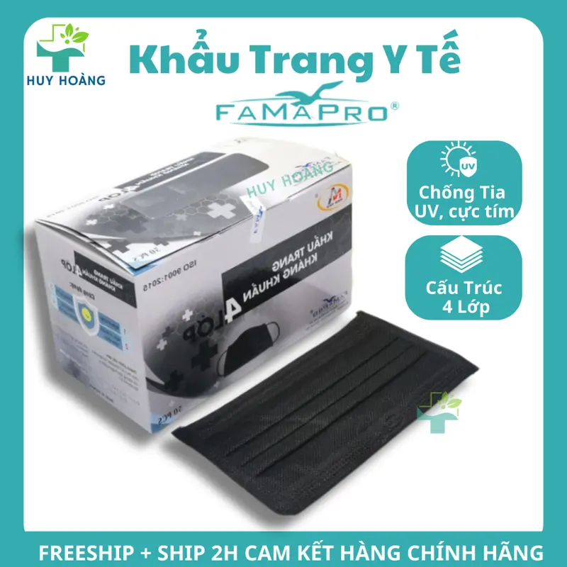 [Hộp 500 Cái] Khẩu trang y tế Famapro 4 lớp dày dặn kháng khuẩn, khẩu trang Farmapro chống nắng 1