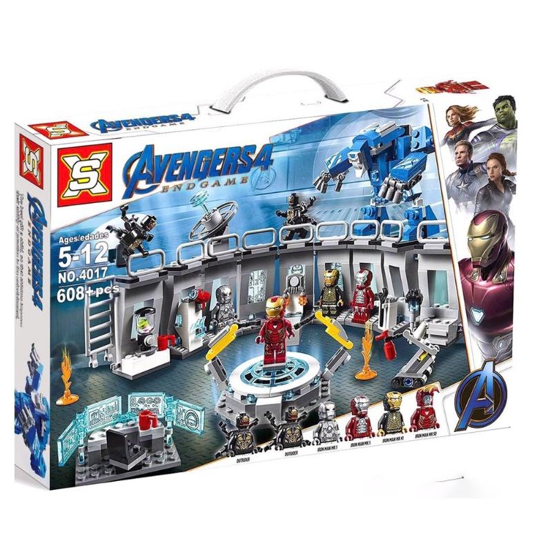 Lắp ráp - Siêu anh hùng Avengerss SX4017/11260 : Phòng Chứa Giáp Của Người sắt Iron Man 608 mảnh Bộ Lắp Ráp Tháo Lắp