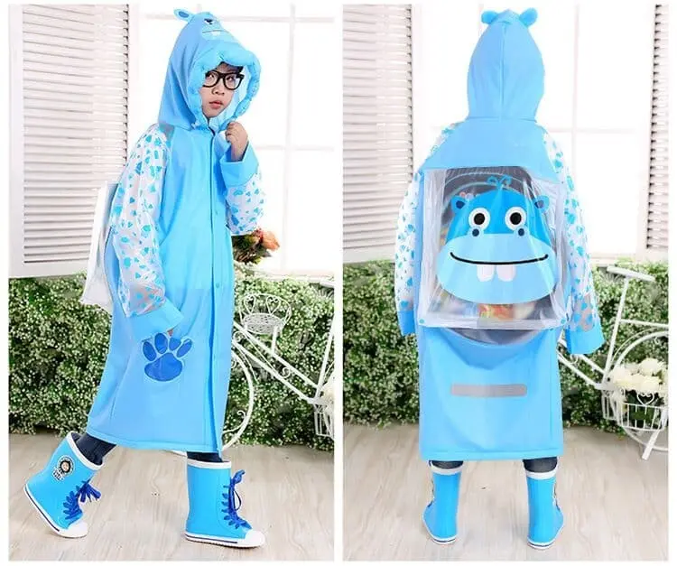 [ kids ] Jas Hujan Anak motif BIRU KUDA NIL Dengan ruang ransel Pvc