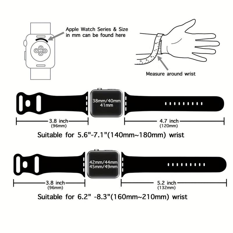 Leopard-Pattern Watch Band for Apple Watch, Waterproof Cheetah Sports Silicone Wristband, Trendy Matching Watchband for iWatch Series for Fitness Watches, Smart Watch Straps, Smartwatch Strap, Black 2