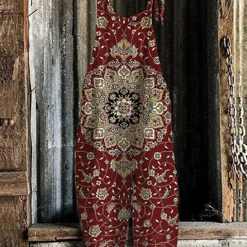 Áo Jumpsuit Quần Thường Ngày Thoải Mái Cho Nữ, Với Họa Tiết In Thời Trang, Dây Treo In 3D, Phong Cách Cổ Điển Ngoại Cỡ, Áo Jumpsuit Quần, Xu Hướng Quốc Tế, Áo Cho Nữ Women 3