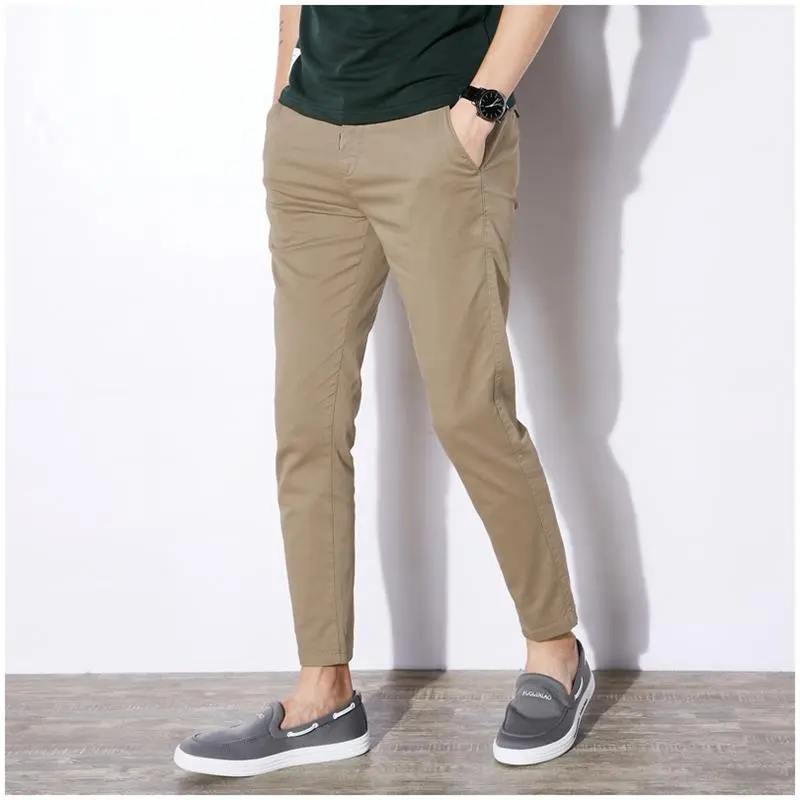 Men's Pants Korean Style Trendy Nine-point Pants Slim Fit Casual Pants Summer Thin Youth Versatile Suit Pants