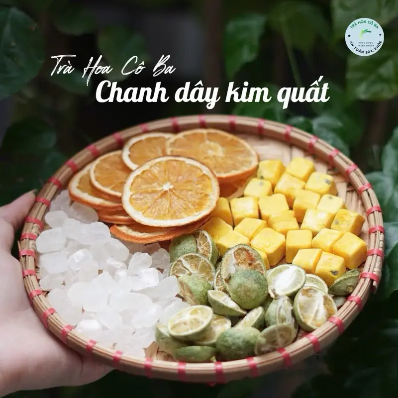 Trà Chanh dây kim quất hộp 30 gói Trà Hoa Cô Ba- Set chanh dây, kim quất , đường phèn 3