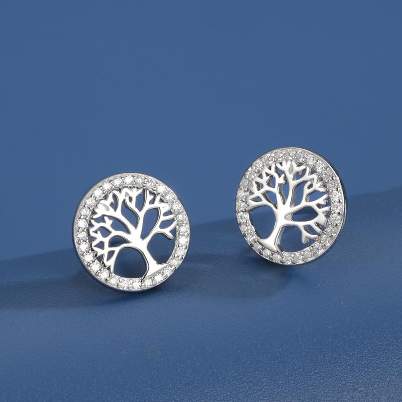 Graves Sterling Silver Lucky Tree Necklace Set Temperament Tree of Hope Elegant and Exquisite Women's Bracelet Earrings 5