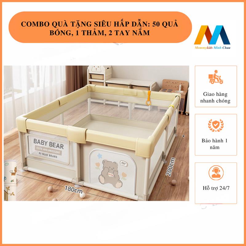  QUÂY CŨI VẢI MẪU GẤU CAO CẤP TẶNG THẢM 50 BÓNG NHỰA HOLLA 2 TAY NẮM GIÚP BÉ VẬN ĐỘNG CƠ TAY playpen Đồ Chơi 