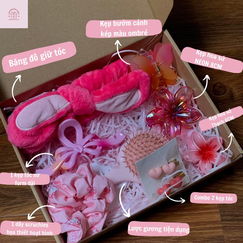 SQ008 - COMBO QUÀ TẶNG phụ kiện tóc, dễ thương, dành tặng cho crush, người yêu, bạn thân nhân dịp kỉ niệm, sinh nhật,... Nhung Nữ 4