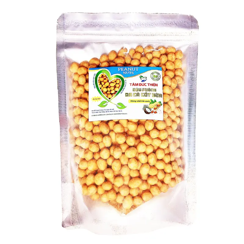Combo 1KG 2 Vị Tự Chọn: Đậu Phộng Da Cá Tỏi Ớt và Da Cá Cốt Dừa Tâm Đức Thiện 2 Túi ZIP Trắng 500GR đồ ăn vặt Snack Nuts Cay Food đậu  phộng 8