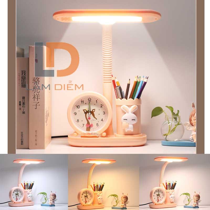 Đèn bàn học có đồng hồ chống cận thị 3 chế độ sáng 3038