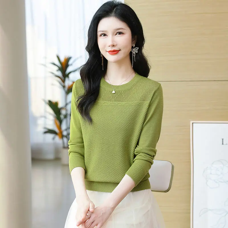 Đồ Len Cho Nữ, Giá Bán Buôn, Thời Trang Mới Cho Mùa Xuân Và Mùa Thu 2024, Bó Sát, Áo Lớp Cơ Sở Dệt Kim, Cổ Tròn,  Len Cao Cấp, Quần Áo Nữ Top Women 0
