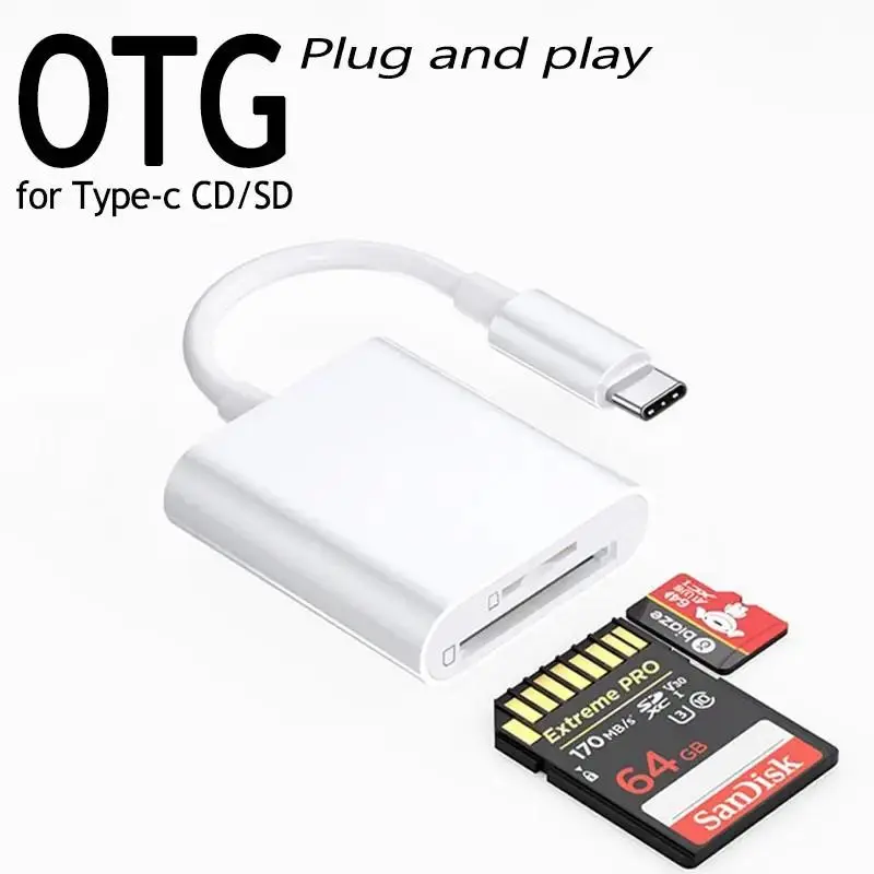 2 In 1 Type-C Card Reader, USB-C SD TF Card Adapter, Portable Multi-functional Card Reader For Mobile Phone Laptop 2