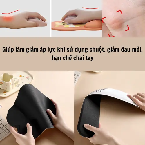 Lót chuột có đệm tay, Kê tay bàn phím cute hình capybara, shin, corgi, losto, doremon lót chuột có đệm tay chống mỏi tay và chai tay 8