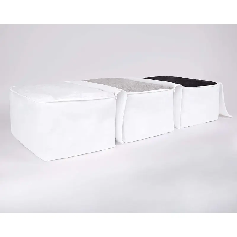 Local shipping-Eco Home Store Large Storage Bags Set of 3 White Laundry Bags UK Company Underbed Storage Bags Clothes Laundry Bags with Zips Foldable Home Organiser Clothes Storage Bags for Bedding 4