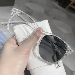 KS Kacamata Transparan Photochromic Anti Radiasi Wanita Kacamata Fashion Retro Kotak Eyeglasses K91