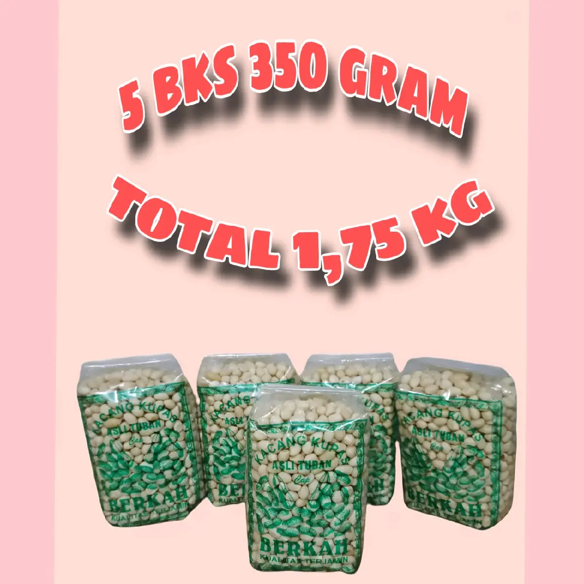 (5BKS)KACANG KUPAS 350 GRAM TOTAL BERAT 1,75 KG  Snacks