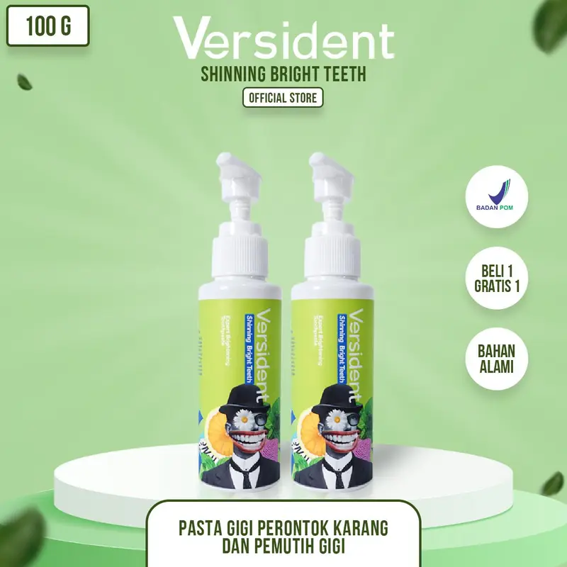 VERSIDENT Shinning Bright Teeth 2 Pcs - Pasta Gigi, Pemutih Gigi, Mencerahkan Gigi, Perawatan Pada Gigi [BPOM} 4