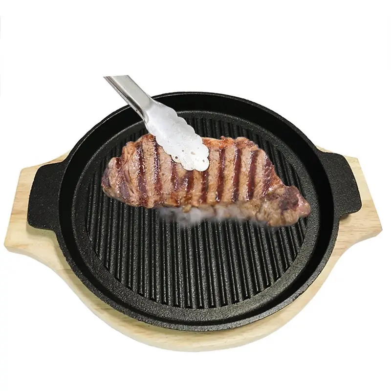 SIÊU RẺ- Chảo Gang Nướng Thịt,Chiên Bò Bít Tết Chống Dính Vân Sóng Chống Dính Cao Cấp 24CM chảo dầu 1