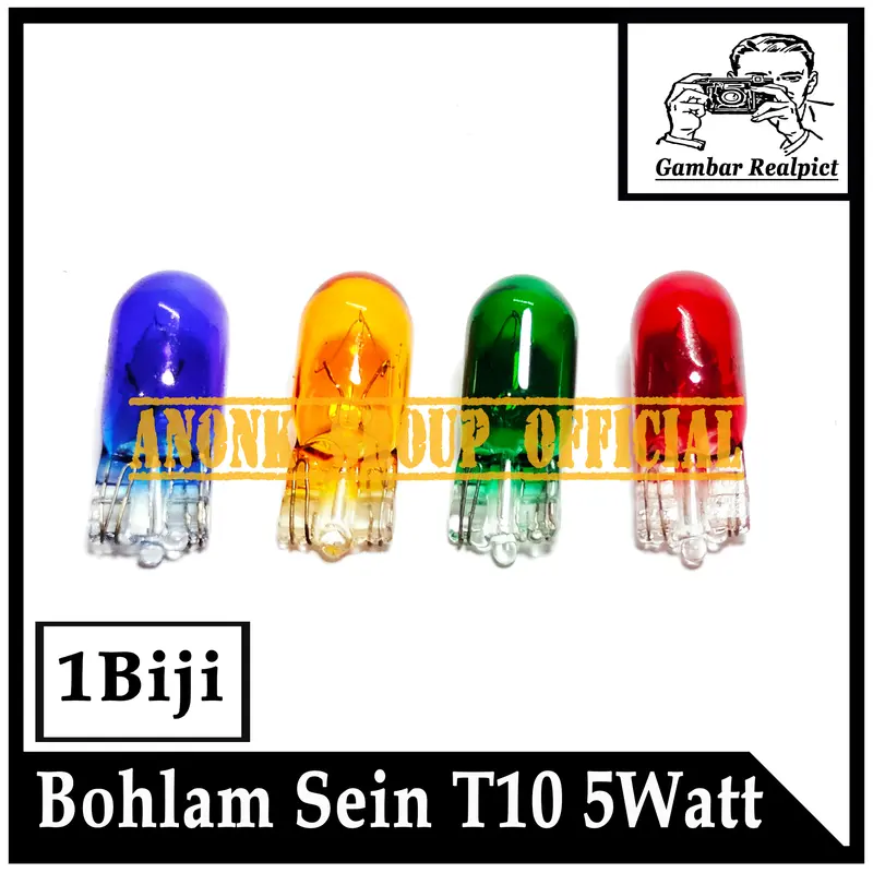 Lampu Bohlam Sein Senja T10 warna 12 Volt / Bohlam Sen Senja Spidometer 12V 5 Watt / Bohlam Colok Tancep T10 Biru 12 Volt 5 Watt 1