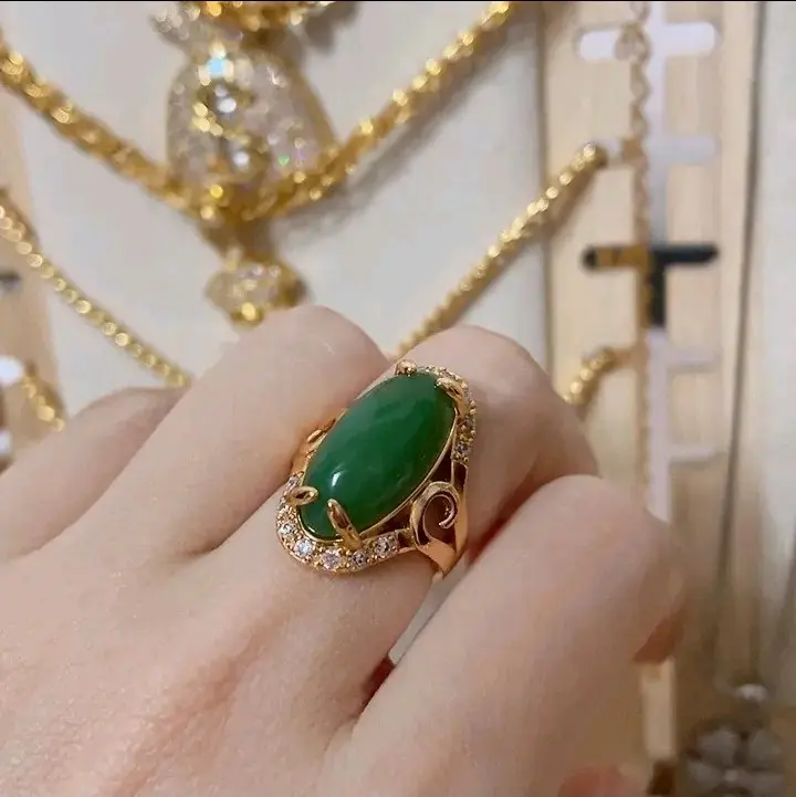 Nhẫn elip lớn đá thach anh [ Free Ship] - 2 màu