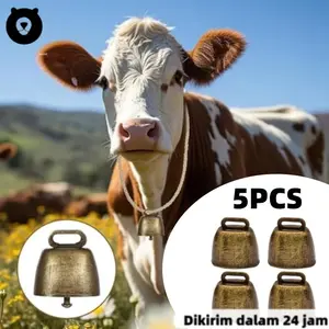 Lonceng Sapi Bandul Besi 5Buah Keras - Lonceng Kalung Kambing Suara Jernih | Anti Hilang untuk Peternak Profesional