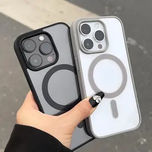 【SatSet.ind】Luxury Titanium Magnetic Transparent Phone Case for iPh 11 Pro 12 ProMax 13 14 15 16