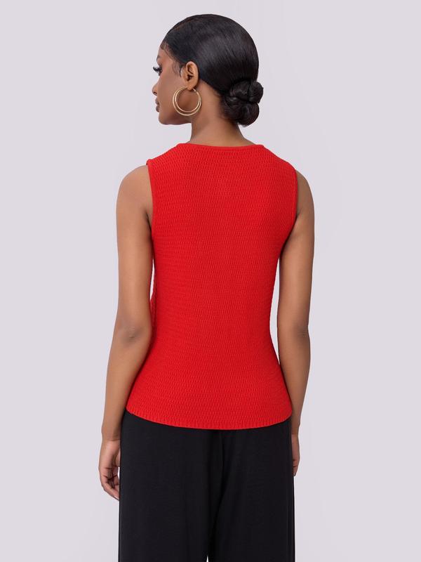 Women's Plain Button Pocket Vest Jacket, Casual Sleeveless Round Neck Knit Top for Summer, Ladies Clothes for Daily Wear 1