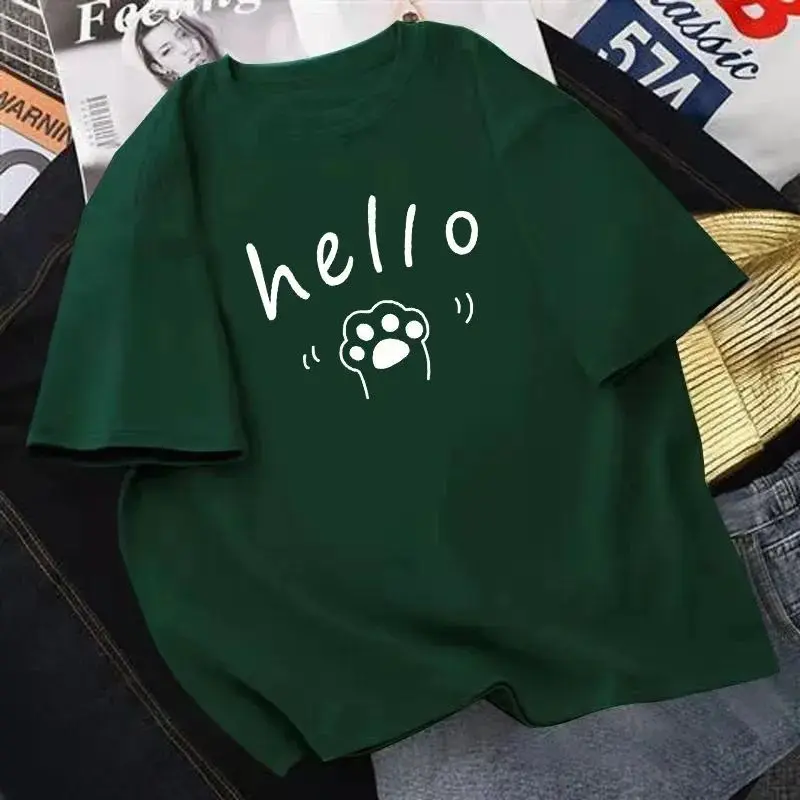 Quần Áo Nữ, 100% Cotton, Hàng Mới Về, Thích Hợp Cho Học Sinh, Ngoại Cỡ 32,50 Kg-100,00 Kg, Áo Phông Mùa Xuân Và Mùa Hè, ngắn Tay, Dáng Rộng Vừa Vặn, Hợp Xu hướng, 2024