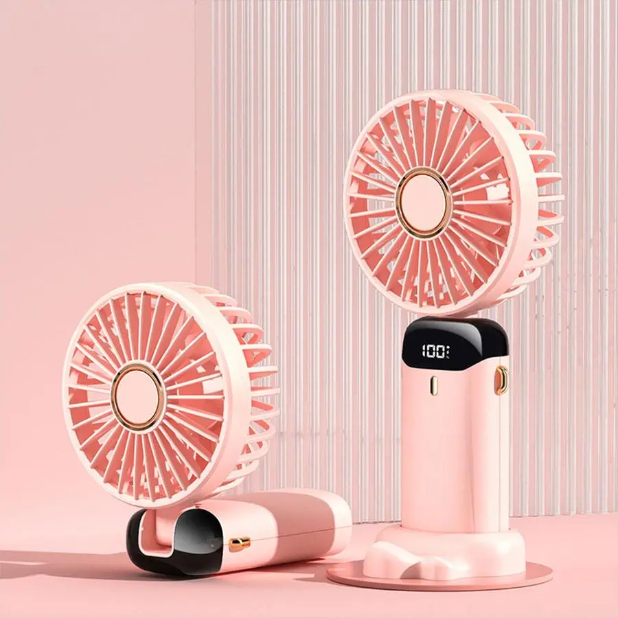 USB Rechargeable Handheld Fan, Portable Electric Fan with Digital Display, Household Appliances for Home, Office, Travel