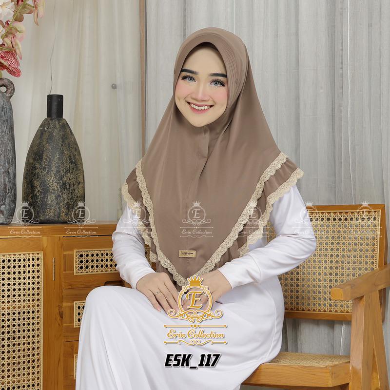 JILBAB INSTAN RENDA /JILBAB INSTAN KERUT RENDA / JILBAB INSTAN JERSEY ESK_117 ERIN COLLECTION Kerudung Nyaman  Muslim  Bergo  Kerudung Lembut Variasi 2