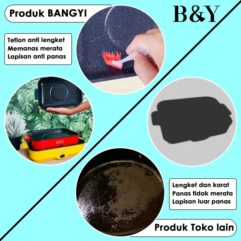 Panci Panggangan Multifungsi / BBQ Grill Electric / Anti lengket Ukuran 26cm dan 30cm 6
