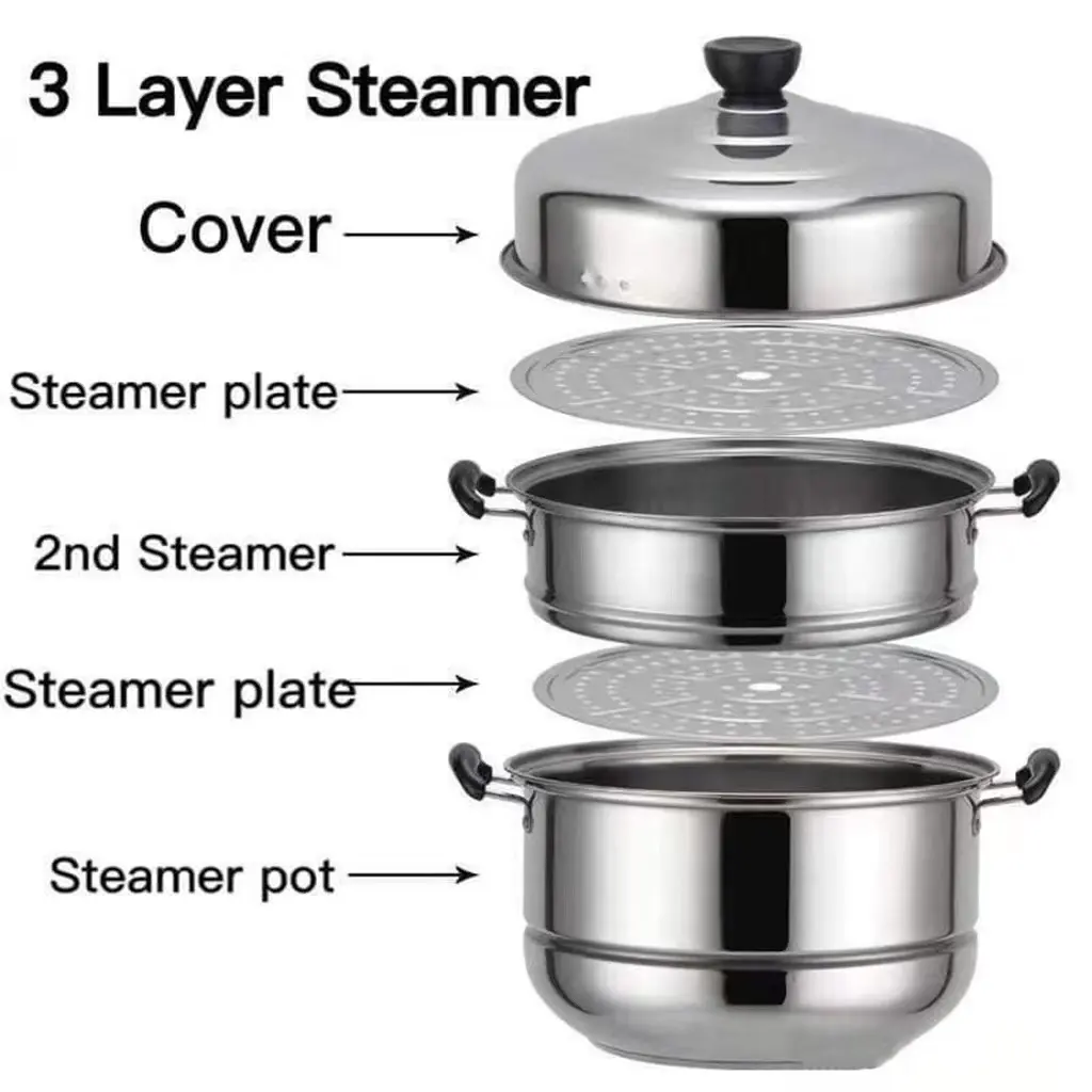 3 Layer Stainless Steel Steamer And Cooker Cooking pots Steamer pan