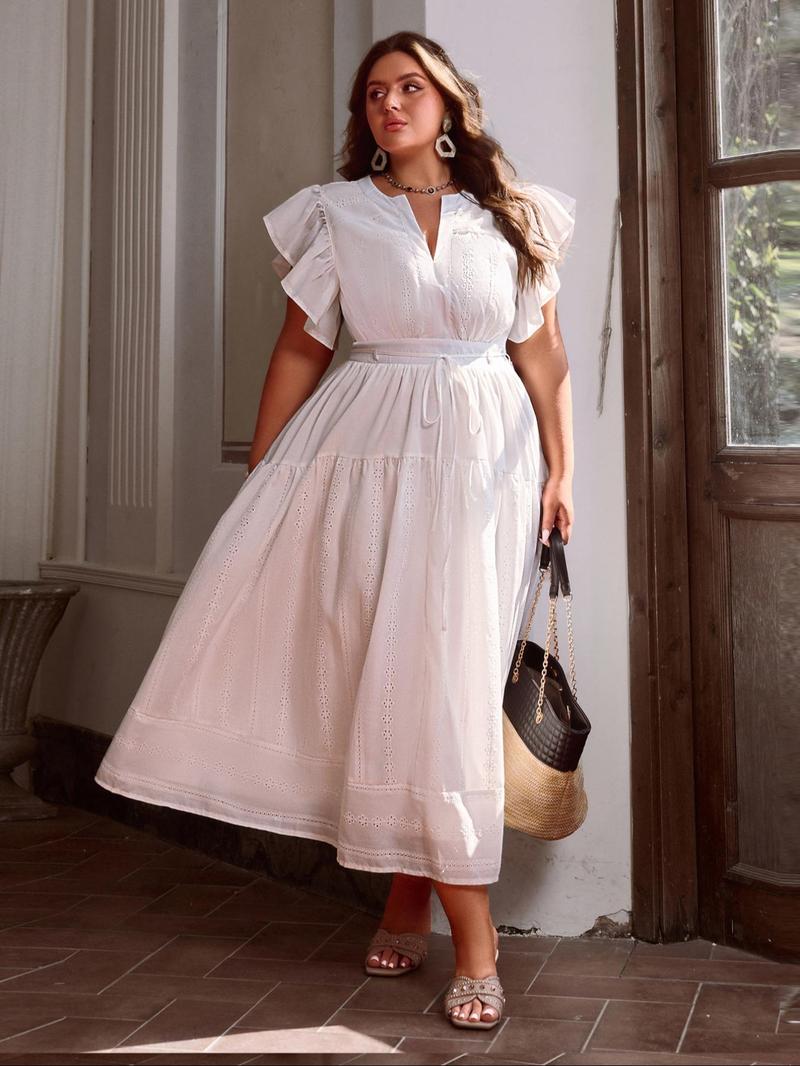 Product Introduction of 【Plus Size】Solid ColorDress, Plus Casual Dress for Summer, Women's Plus Clothes for Daily Wear 9