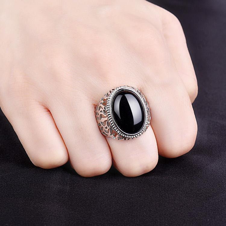 Product Introduction of Fashionable imitation agate gold ring, personalized and simple men's carnelian emerald ring ring 6
