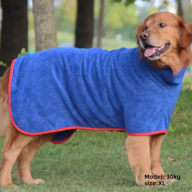 Pet Bath Robe, Dog Drying Coat, Soft Dog Towel Robe, Absorbent Dog Drying Robe, Soft Dog Bathrobe, Fast Drying Dog Dressing Gown for After Bath Beach Pool, Dog Grooming, Christmas Gift, Dog Stuff 3