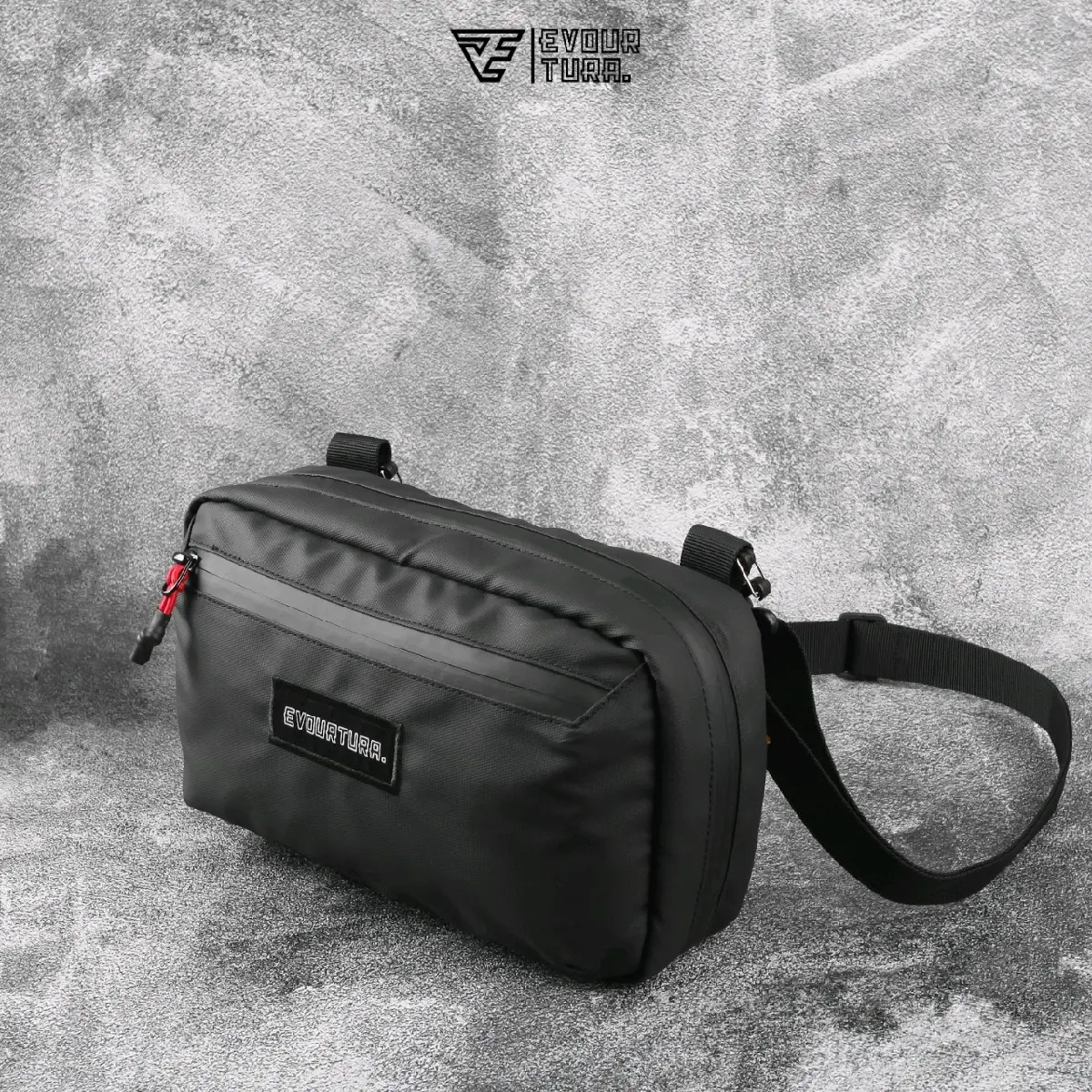 Tas Slempang&Tas Tangan  Premium Anti/Tahan Air Sling Bag Waterproof Hand Bag Clutch Bag Tas Selempang Pria/Cowok Dewasa/Remaja Setrip Hitam Slingbag
