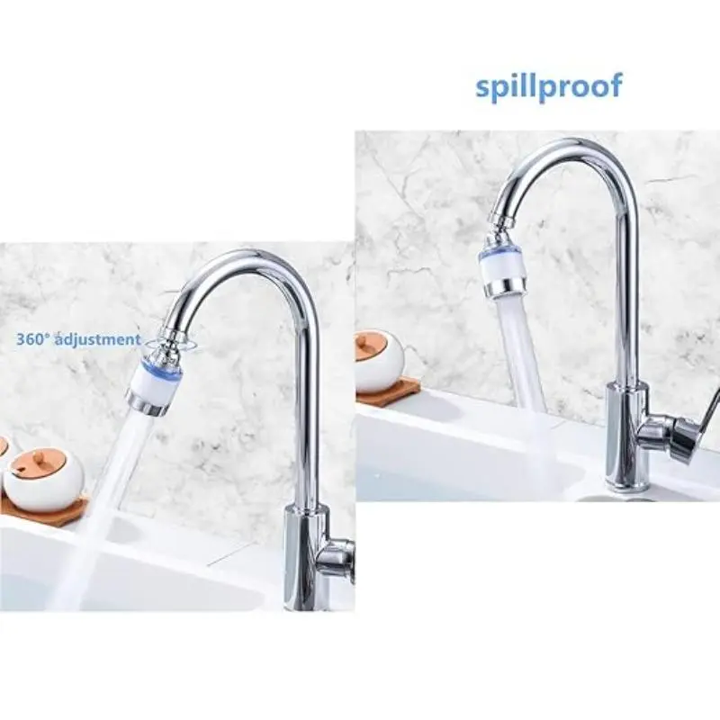 Kitchen Faucet Filter Head Set, 360° Rotation Design Faucet Filter Head with Universal Joint & Adapter & Filter Cartridges, Kitchen Sink Faucet 8