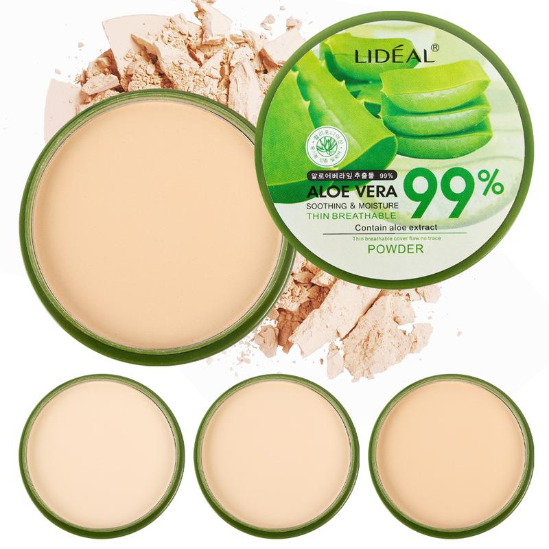 Product Introduction of 99% Aloe Vera Face Powder Smoothing Pressed Powder Waterproof  Moisturizing  Concealer Brighten Foundation Face Makeup Cosmetic Moisturizer Moisture 2