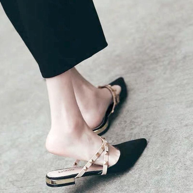 Dép Bít Mũi Cho Nữ, Thời Trang, Dễ Phối Đồ, Mũi Nhọn, Đế Bằng, Phong Cách Hàn Quốc, Thích Hợp Cho Mùa Xuân Và Mùa Hè, Hàng Mới Về 2025 1