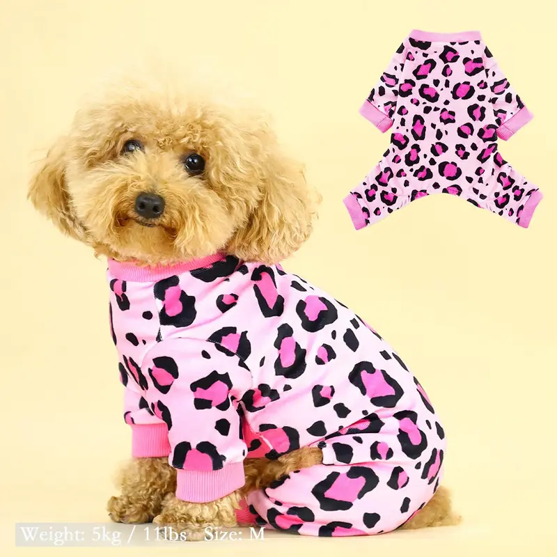 Leopard Print Dog Pajama, Fashionable Cozy Pet Clothes for Small Medium Large Dogs, Perfect Pet Clothes for Comfort and Style 0