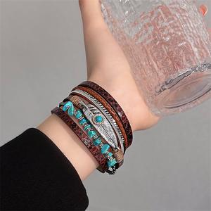 Gelang Retro Maillard, Gaya Etnik Eksotik, Buatan Tangan, Aksesori Mewah, Direka untuk Wanita, Reka Bentuk Skala Kecil, Item Terlaris Bangles Bracelets Jewelry