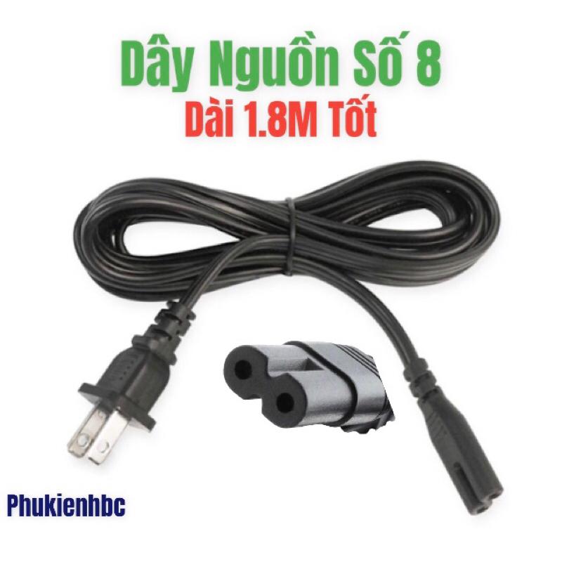 Dây nguồn số 8, dây sạc đầu chui số 8 dùng cho loa kéo, đèn sạc, quạt sạc, máy in nhiệt.... chiều dài 1m8
